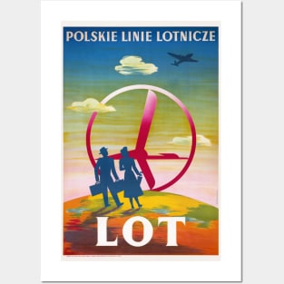 Polskie Linie Lotnicze LOT Vintage Poster Posters and Art